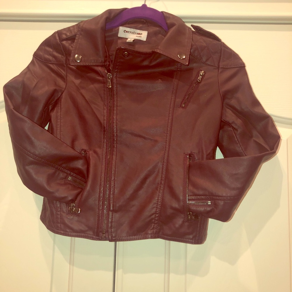 Brown leather like coat for girls - small